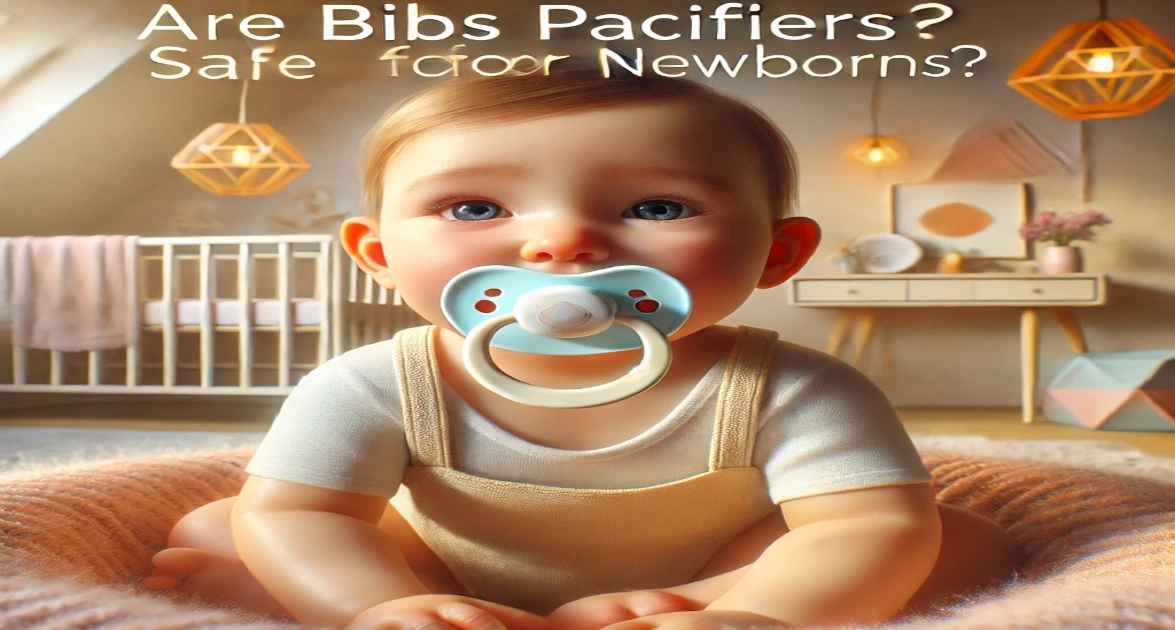 are bibs pacifiers safe A content newborn using a Bibs pacifier with a natural rubber nipple in a warm and nurturing nursery environment.